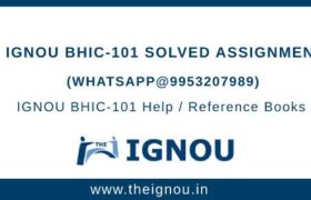 IGNOU BHIC-101 Solved Assignment