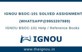 IGNOU BSOC101 Solved Assignment