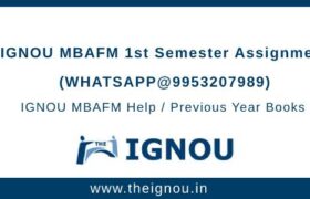 IGNOU MBAFM 1st Sem Assignment